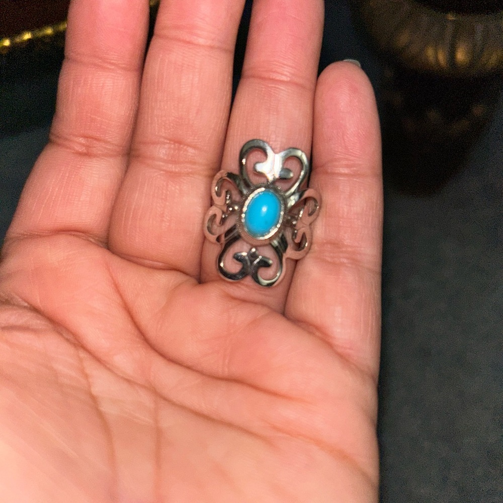 Silver tone vintage blue stone Sarah Coventry